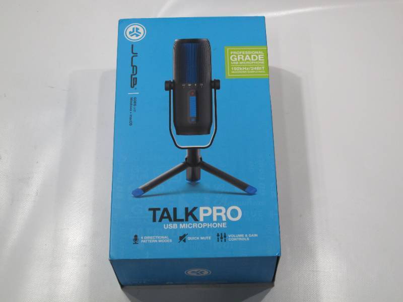 lot 829 image: JLab Talk Pro USB Microphone, USB-C Output, Cardioid, Omnidirectional, Stereo, 20Hz-20kHz Frequency Response,, Quick Mute, Plug & Play
