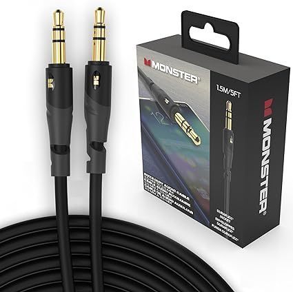 lot 872 image: Monster Gen1 Essentials Mini-to-Mini Audio Interconnect Cable - 3.5mm Stereo Male-to-Male Car AUX Cord with Duraflex Jacket, 5FT