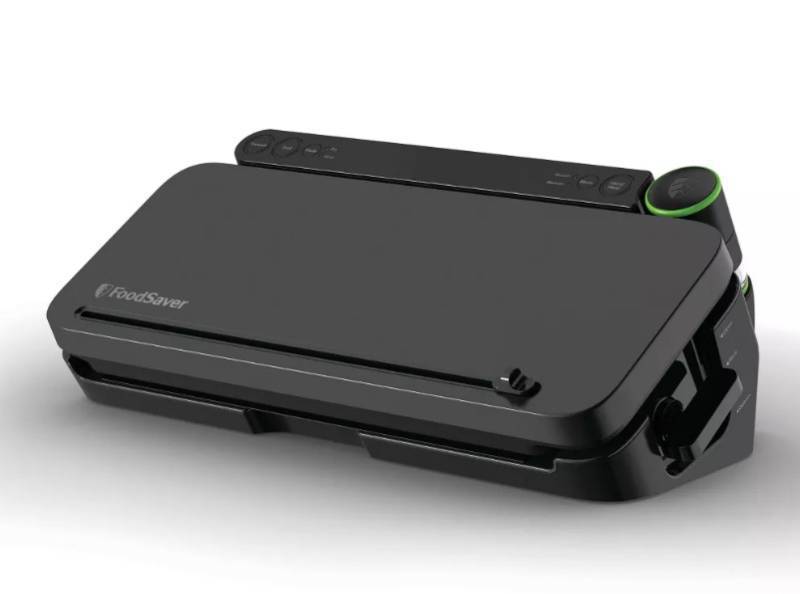 lot 87 image: NEW FoodSaver Premier Vacuum Sealer with DryMoistMarinate Modes, Roll Storage and Cutter Bar, and Bags and Roll Starter Kit - Black
