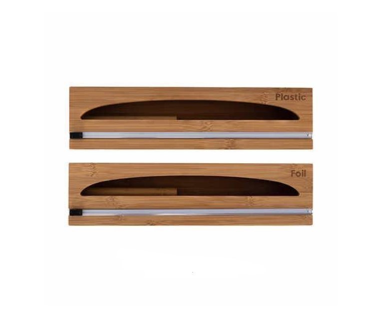 lot 392 image: Seville Classics Bamboo Food Wrap Dispenser 2-piece Set