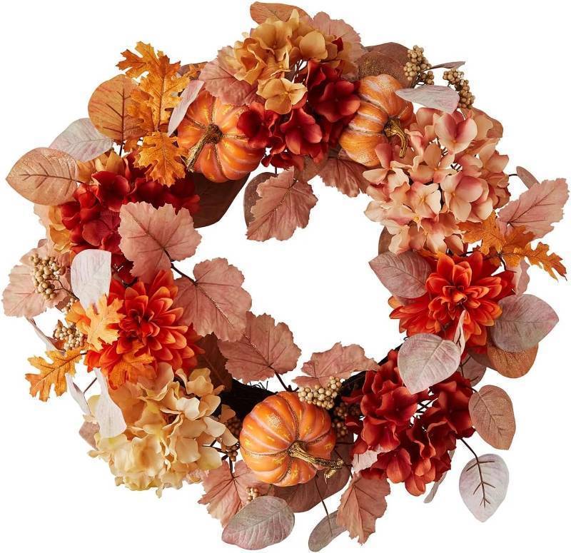 lot 221 image: NEW Members Mark 26 Harvest Wreath - (DhaliaPumpkin)