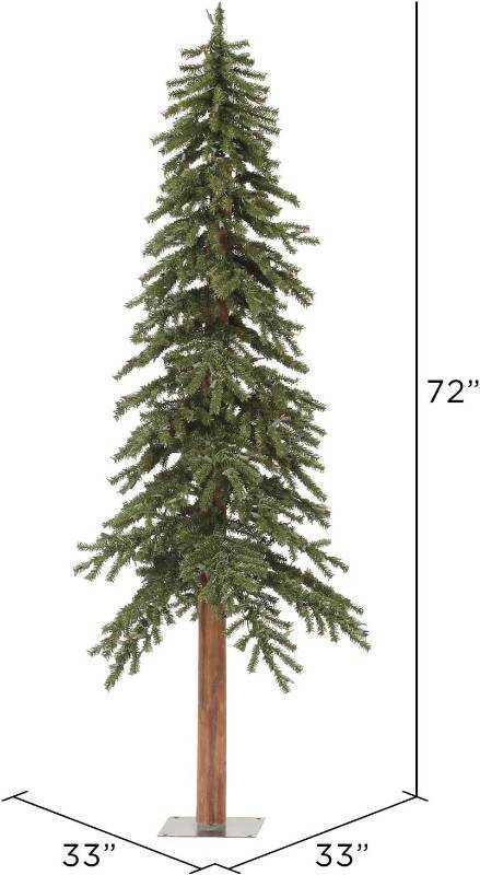 lot 161 image: Vickerman 6 Natural Alpine Unlit Christmas Tree - Traditional Deep Green - 657 PVC Tips - Flat Metal Stand - Seasonal Indoor Home Decor - Unlit Alpine Tree