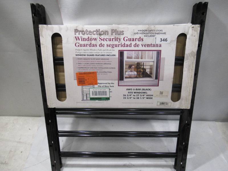 lot 184 image: Protection Plus AWG Fixed Window Security Bars, (Black, 6Bars)26H x 22- 3812 Adj Width