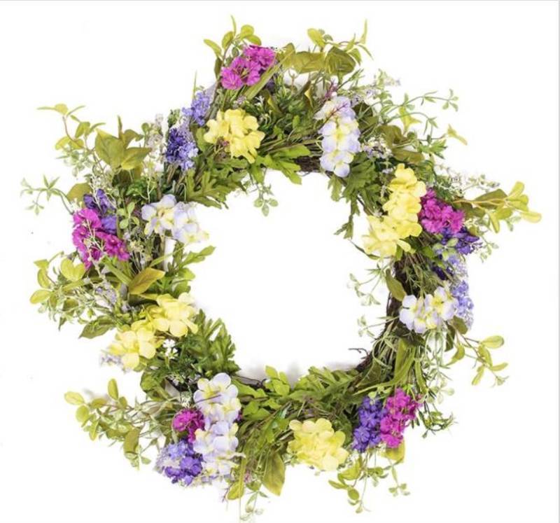 lot 183 image: NEW 26 Mixed Greenery Floral Wreath VIC-FG180526