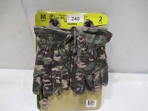 lot 240 image: NEW Plainsman All-Purpose Gloves Premium Cabretta Leather, Camouflage, 2 Pairs - MEDIUM