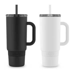 lot 258 image: NEW Ello Port 40-oz. Stainless Steel Tumbler with Handle - Black and White
