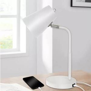 lot 261 image: NEW LAMPz15.5in Soho Desk Lamp with Charging Port - White