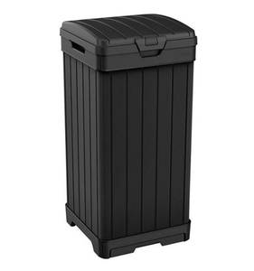 lot 86 image: NEW Keter Unbrushed Outdoor Waste Bin Trash Can - Black