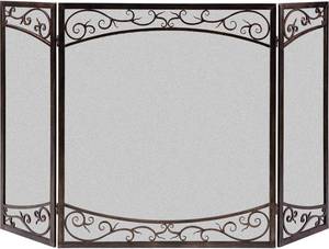 lot 92 image: NEW Open Hearth 15917 3 Panel Fireplace Screen - 30 Inch x 50 Inch - Brushed Brown