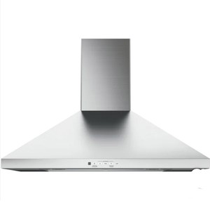 lot 96 image: NEW GE Wall-Mount Pyramid Chimney Range Hood with Dual Halogen Cooktop Lighting