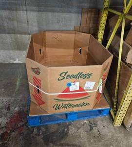 lot 122 image: Pallet of Over 30 Heavy Duty Used Cardboard Gaylord Boxes in Excellent Condition.