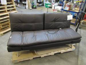 lot 125 image: Serta Morgan High Performance Leather Fabric Convertible Sofa - Brown - Weak Backrest