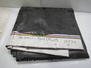 lot 163 image: 12 x 24 5 oz. Black PE Tarp w Advertisement  Reused Billboard  5 mil Lightweight Duty - A Grade