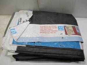 lot 166 image: 10 x 40 5 oz. Black PE Tarp w Advertisement  Reused Billboard  5 mil Lightweight Duty - A Grade