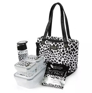 lot 410 image: NEW Artists Collection 6 Piece Expandable Lunch Box - Cheetah Black