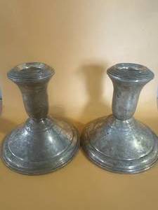lot 22 image: Pair of .925 Silver Weighted Candlestick Holders (19.1 oz total weight)