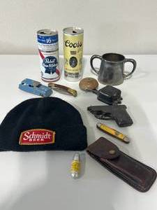 lot 34 image: Vintage Beer & Collectible Lot including Acme Cap Gun
