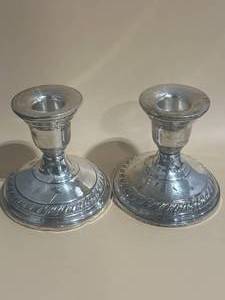 lot 86 image: .925 Silver Weighted Candlesticks Holder 16.6 oz