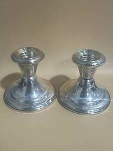 lot 87 image: .925 Silver Weighted Candlesticks Holder 13.4 oz