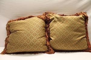 lot 224 image: Set of 2 Decorative Throw Pillows with Fringed Edges