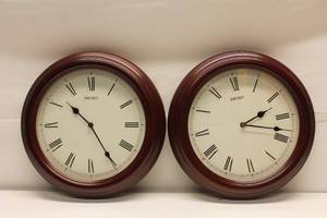 lot 231 image: Set of Two Seiko Wall Clocks with Roman Numerals