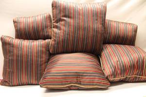 lot 237 image: Set of 6 Multi-Color Striped Decorative Throw Pillows