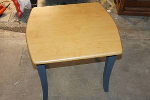 lot 250 image: Wooden Table with Blue Legs