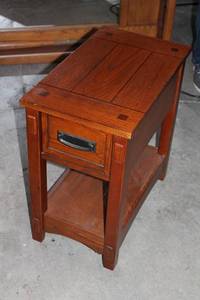 lot A-309 image: Wooden End Table with Drawer and Shelf
