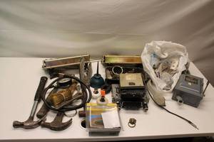 lot 328 image: Mixed Lot of Tools, Automotive Parts, Jewelry, and Plumbing Supplies