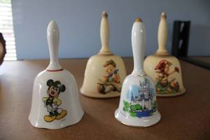 lot 333 image: Assorted Vintage Collectible Toy Lot with Bells, Clock and Figurines