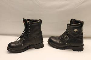 lot B-341 image: Harley-Davidson Mens Leather Boots and Clown Figurines Lot