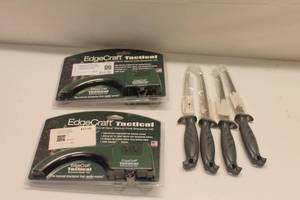 lot 347 image: EdgeCraft Tactical Diamond Hone Manual Knife Sharpener and Knives Lot