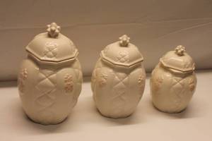 lot 360 image: Set of 3 J. Willfred Ceramic Pineapple Canisters