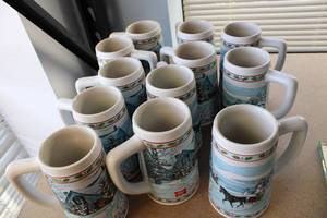 lot 362 image: Lot of 12 Miller High Life Holiday Theme Beer Steins
