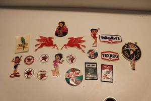 lot 405 image: Vintage Sticker Lot - Texaco, Mobil, Lady Luck, and More