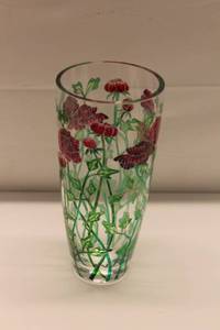 lot 429 image: Hand-Painted Floral Glass Vase