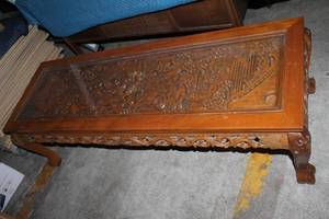 lot A-435 image: Ornate Hand-Carved Wooden Coffee Table