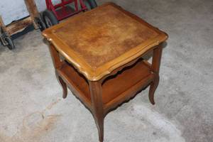 lot 438 image: Vintage Wooden Side Table with Leather Inlay
