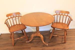 lot 444 image: Wooden Dining Table with Two Chairs