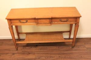 lot 447 image: Vintage Wooden Console Table with Brass Handles