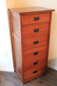 lot A-452 image: Tall Wooden Teak Drawer Chest