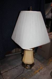 lot 488 image: Vintage Table Lamp with White Pleated Shade