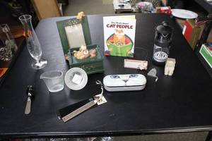 lot 379 image: Assorted Cat-Themed Collectibles and Household Items