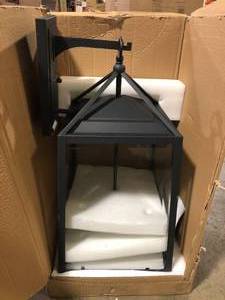 Home Decorators Collection Blakeley 25 in. Transitional 3-Light Black Extra Large Outdoor Wall Light Fixture with Clear Beveled Glass Customer Returns See Pictures
