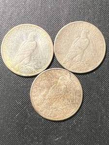 3 US PEACE SILVER DOLLARS