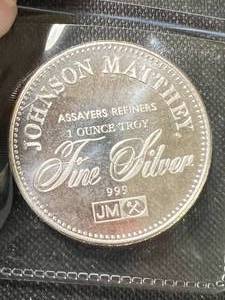 1 TROY OZ .999 FINE SILVER JOHNSON MATTHEY ROUND