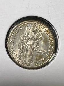 1935 US MERCURY DIME BU