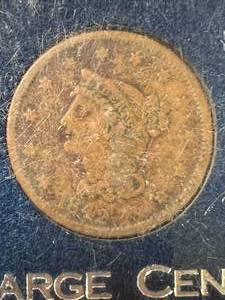 1842 US BRAIDED HAIR LARGE CENT IN CASE