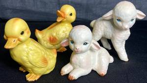 lot 70 image: Vintage Lefton Lambs and Ducklings Figurines -Japan