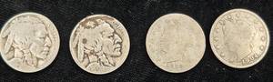 lot 105 image: 2 Liberty Nickels, 2 Buffalo Nickels